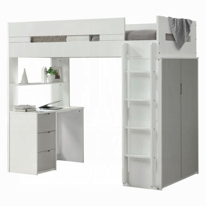 Nerice Twin Loft Bed W/Desk & Wardrobe
