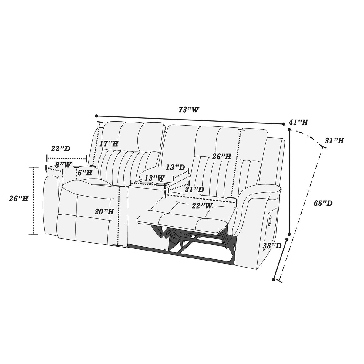 Manual Mechanism Reclining Loveseat