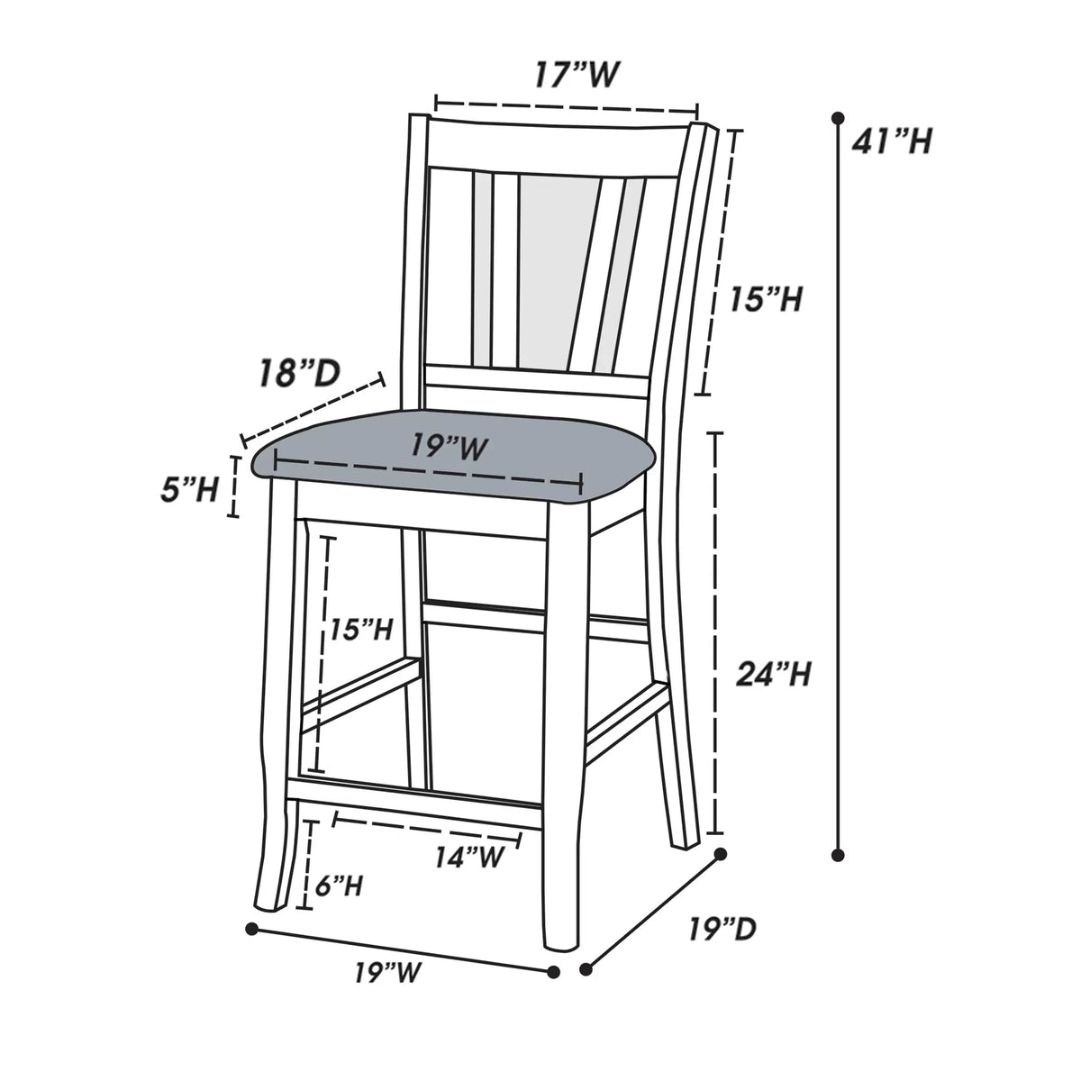 6-Seats Counter Height Dining Set