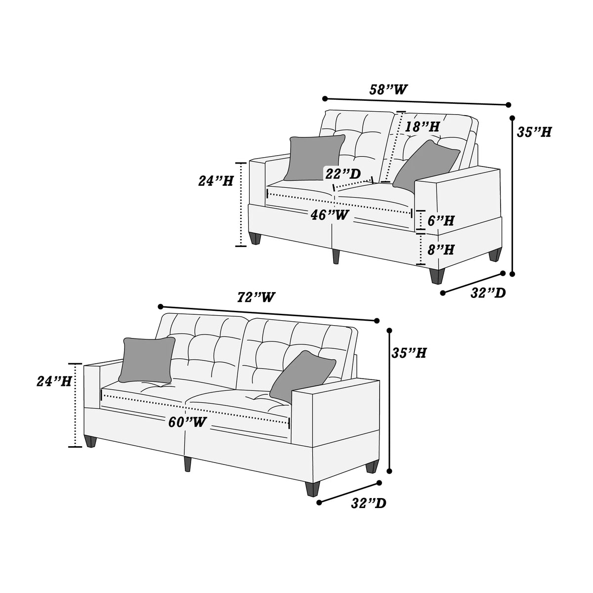 2-Pieces Sofa Set