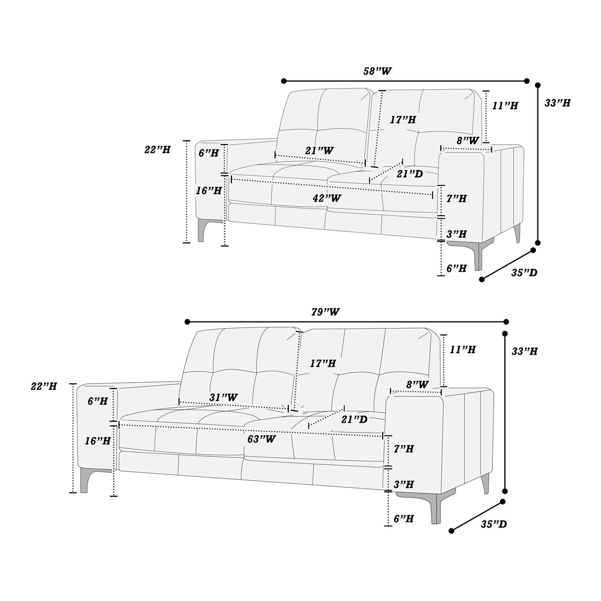 2-Pieces Sofa Set