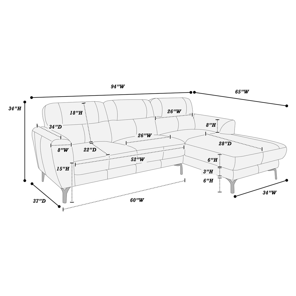 2-Pieces Sectional Sofa