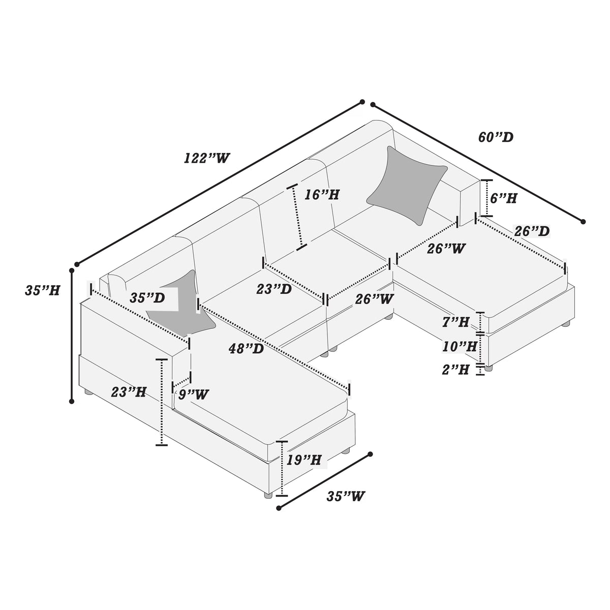 3-Pieces Sectional Sofa