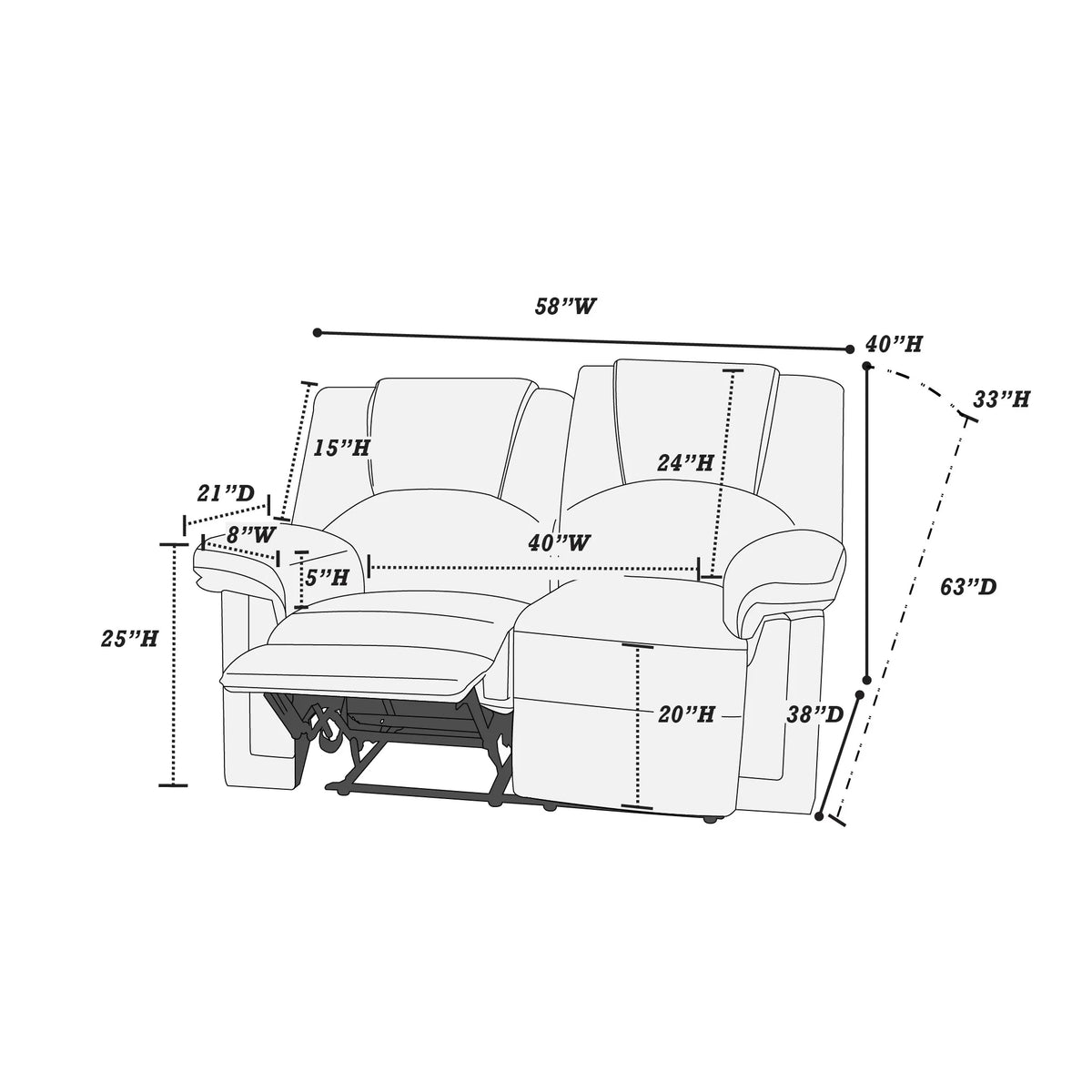 Manual Mechanism Reclining Loveseat