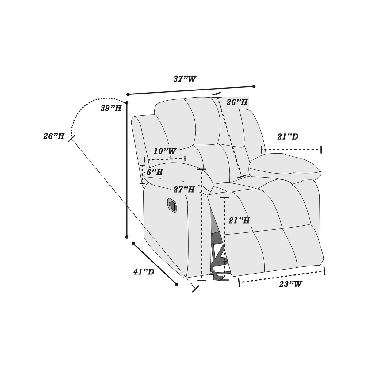 Manual Mechanism Single Rocker Recliner