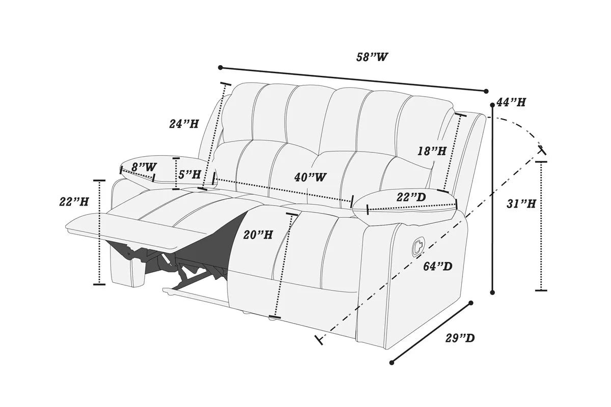 Manual Mechanism Reclining Loveseat