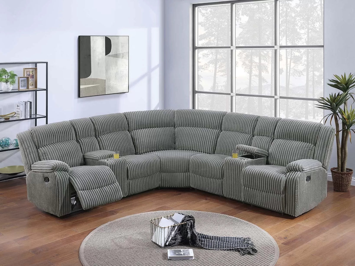 Manual & Power Mechanism Reclining Sectional Sofa