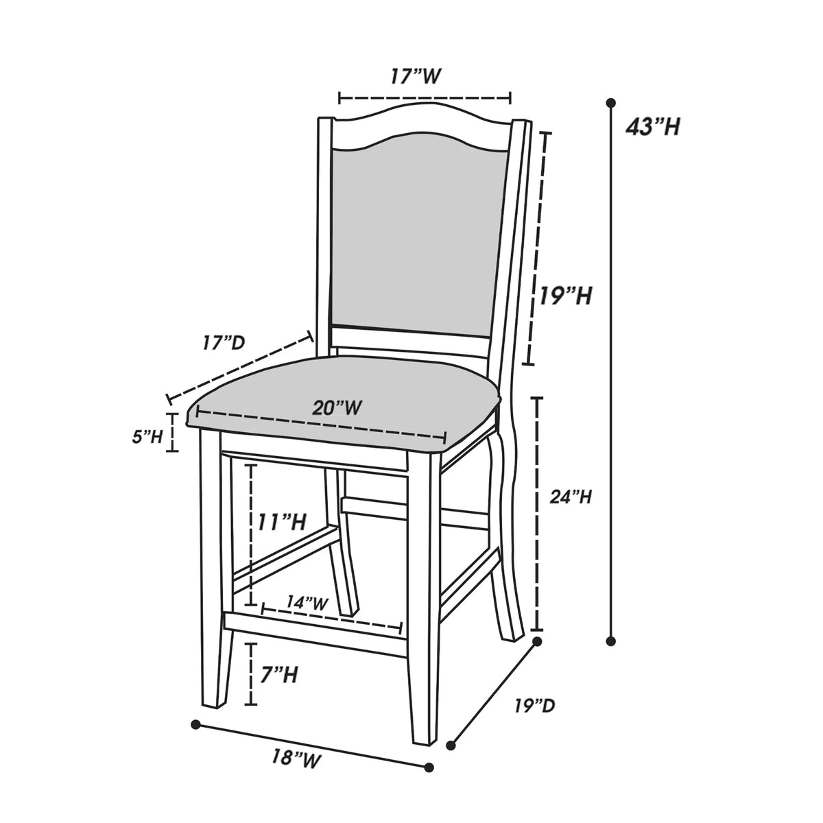 4-Seats Counter Height Dining Set