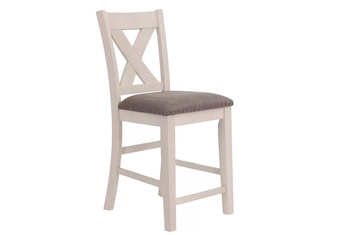 Casual Counter Height Table Casual-Side Shelf Storage (Table + Chairs + 2 Counter Stool)