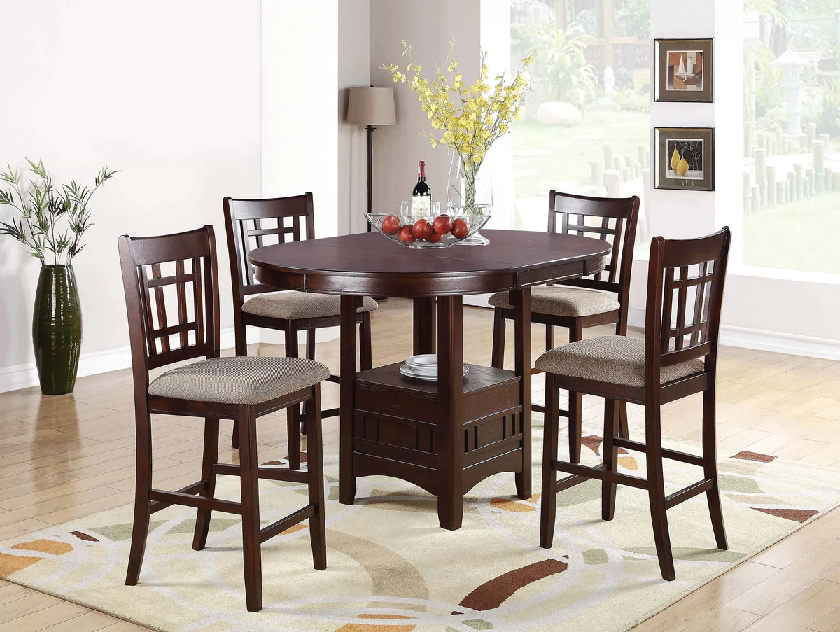 Casual Counter Height Table Set-Under-Table Shelf (table + Chairs)
