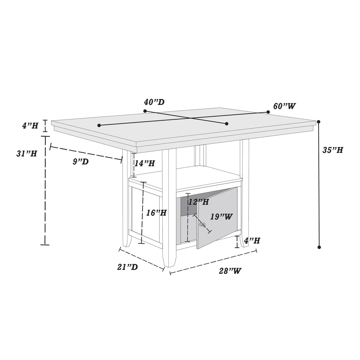 6-Seats Counter Height Dining Set