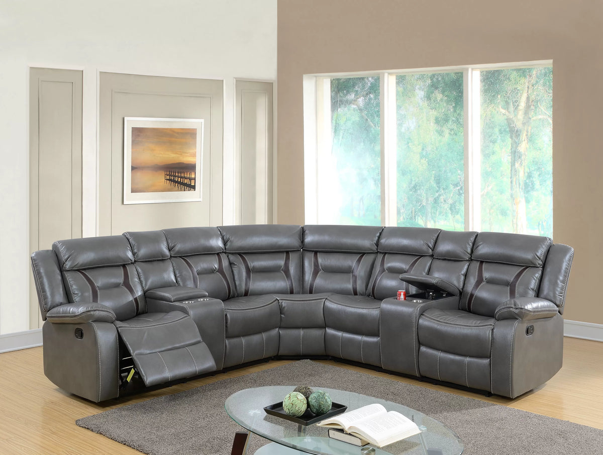 Manual & Power Mechanism Reclining Sectional Sofa