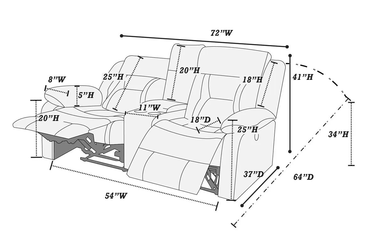 Manual Mechanism Reclining Loveseat