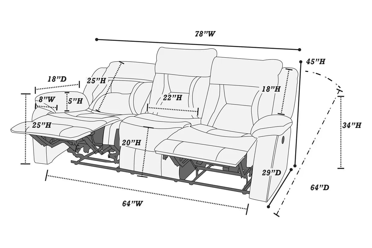 Manual Mechanism Reclining Sofa