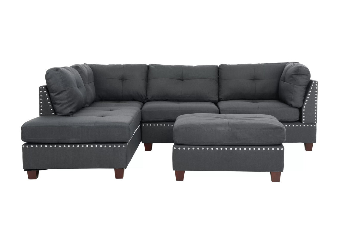3-Pieces Reversible Sectional Sofa Set