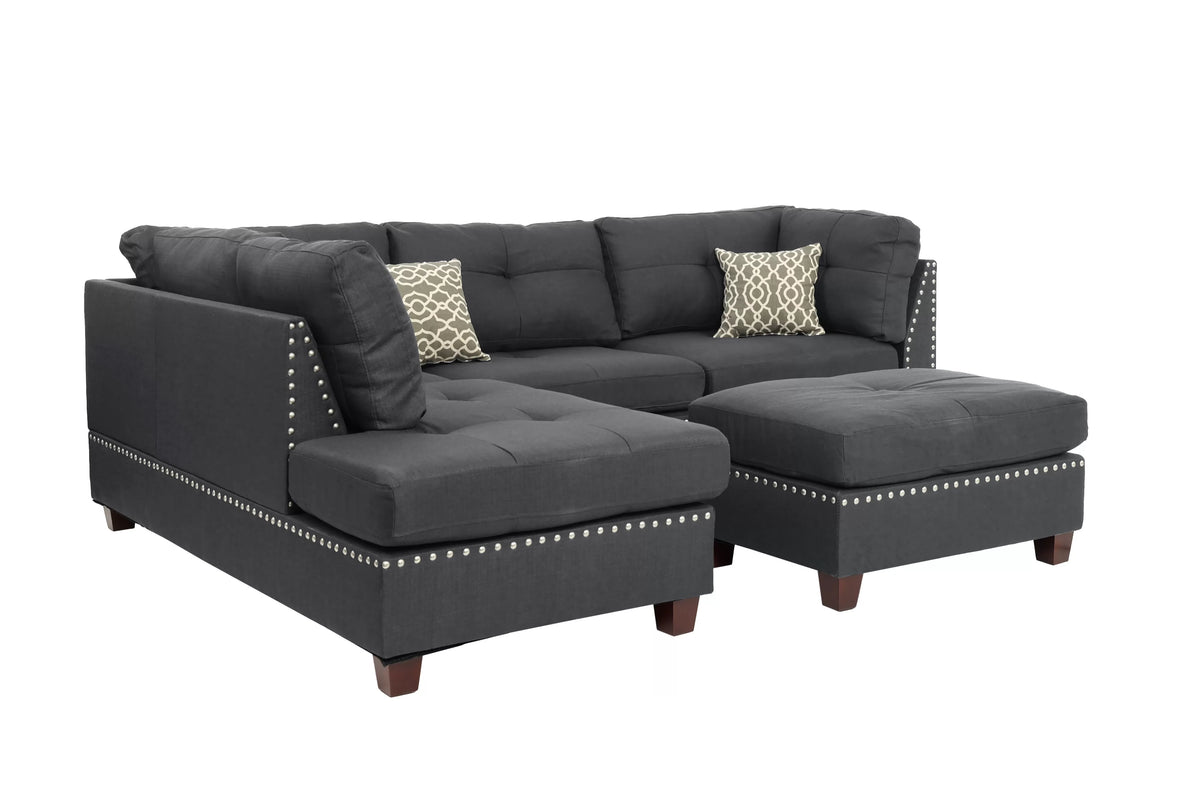 3-Pieces Reversible Sectional Sofa Set
