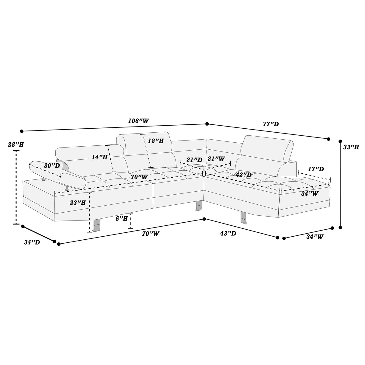 2-Pieces Sectional Sofa