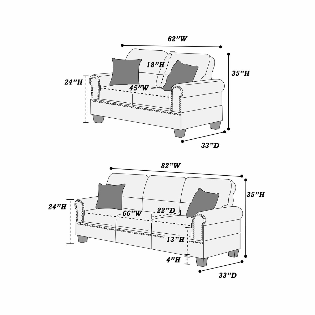 2-Pieces Sofa Set