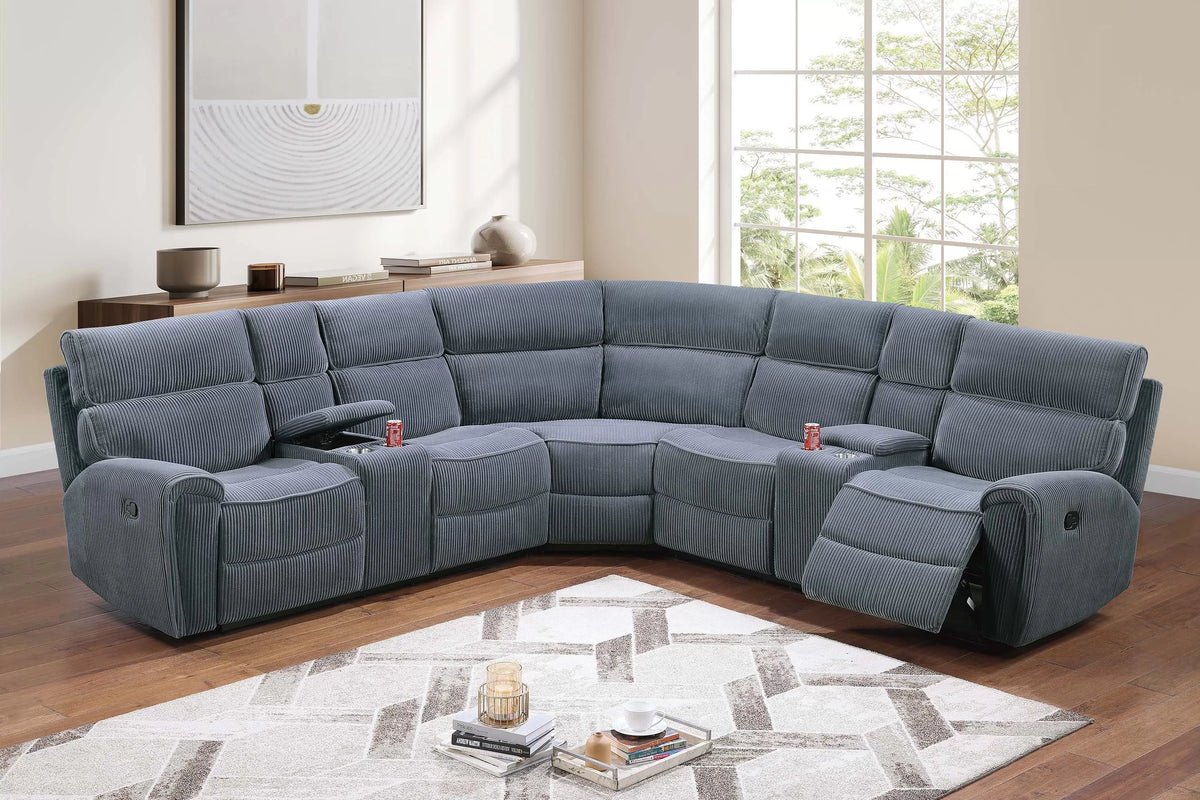 Manual Mechanism Reclining Sectional Sofa