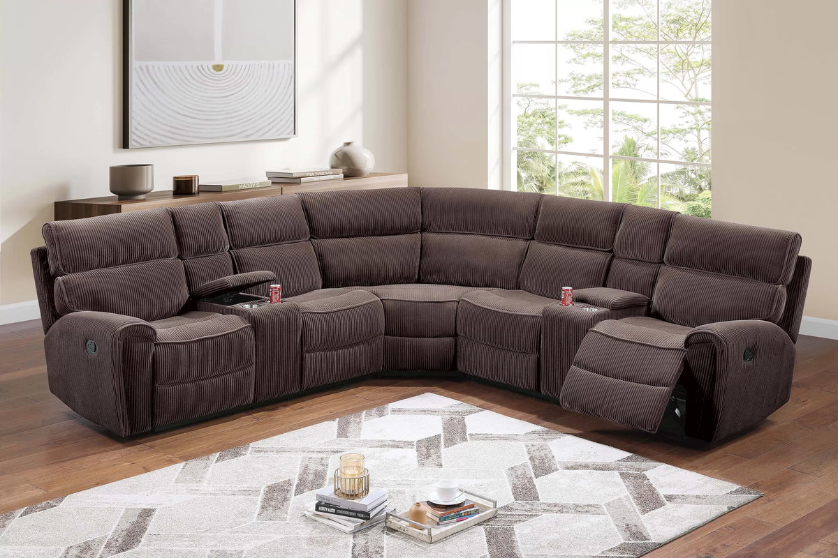 Manual Mechanism Reclining Sectional Sofa