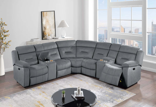 Manual & Power Mechanism Reclining Sectional Sofa