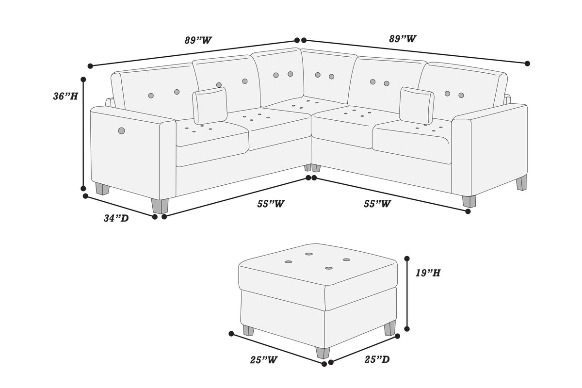 4-Pieces Sectional Sofa Set