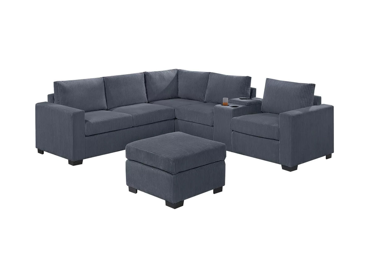 4-Pieces Reversible Sectional Sofa Set