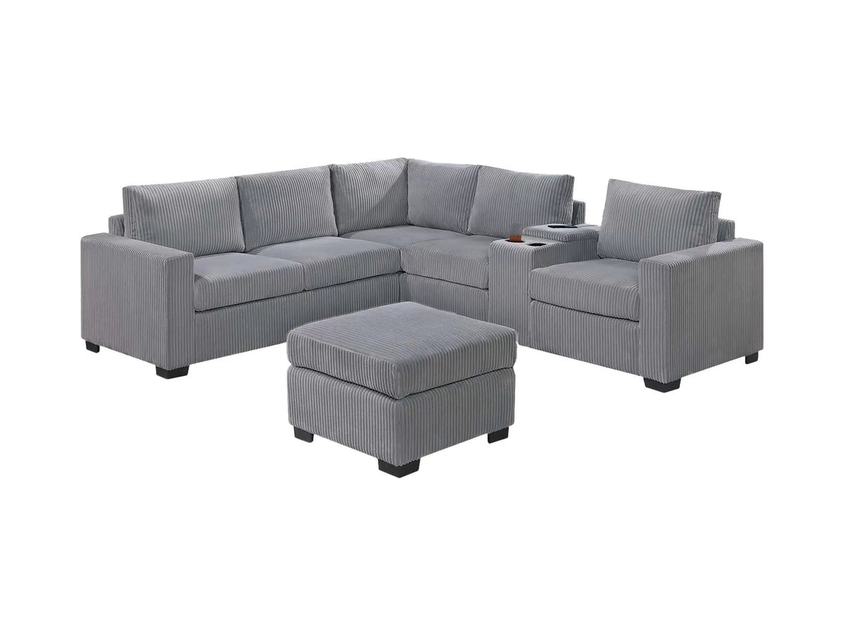 4-Pieces Reversible Sectional Sofa Set