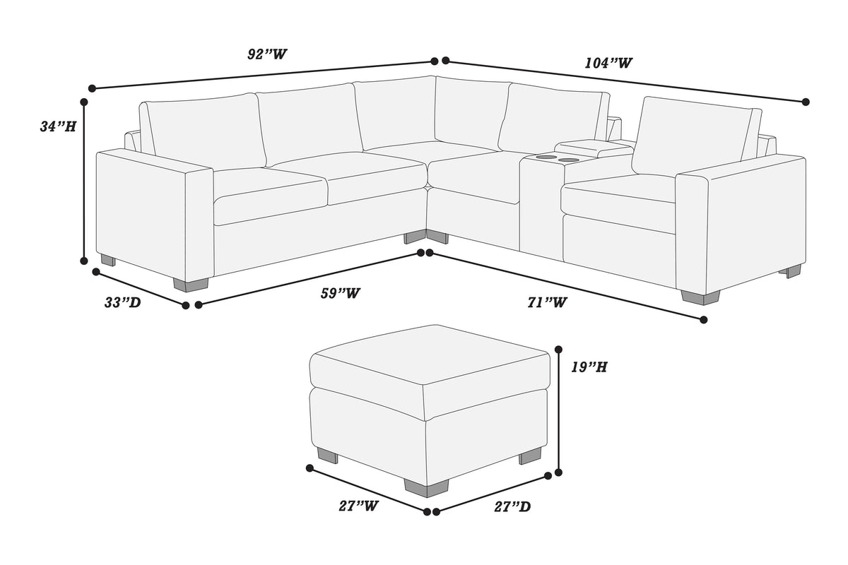 4-Pieces Reversible Sectional Sofa Set