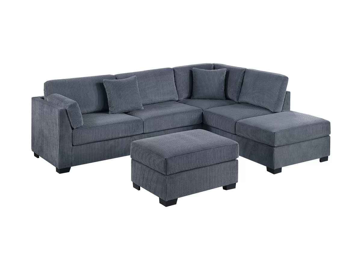 3-Pieces Reversible Sectional Sofa Set