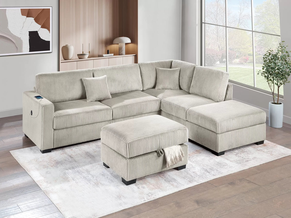 3-Pieces Reversible Sectional Sofa Set