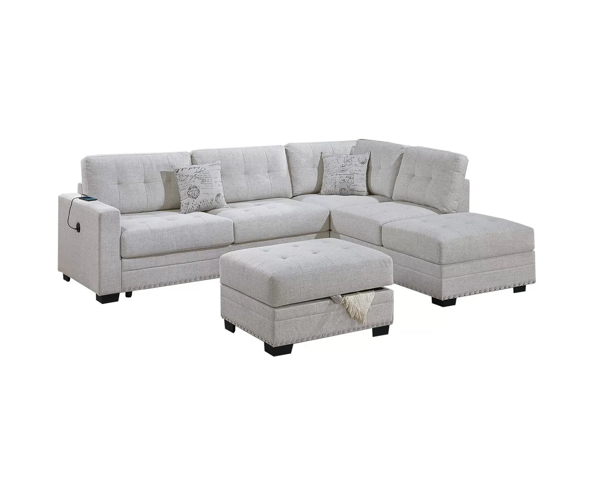 3-Pieces Reversible Sectional Sofa Set