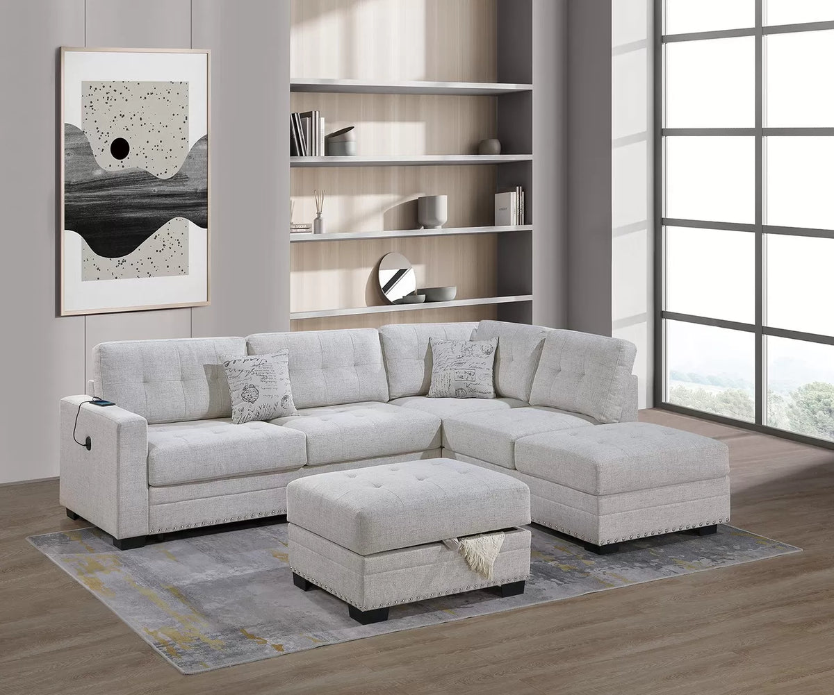 3-Pieces Reversible Sectional Sofa Set