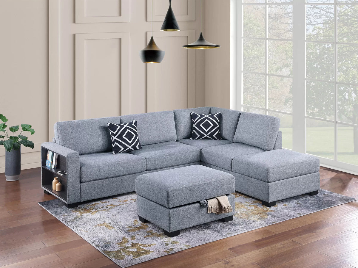 3-Pieces Reversible Sectional Sofa Set