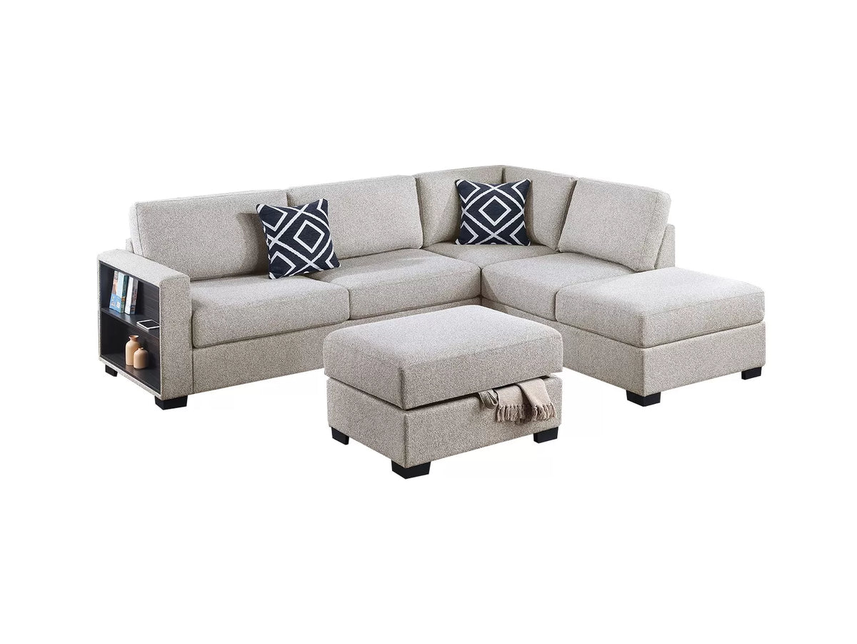 3-Pieces Reversible Sectional Sofa Set