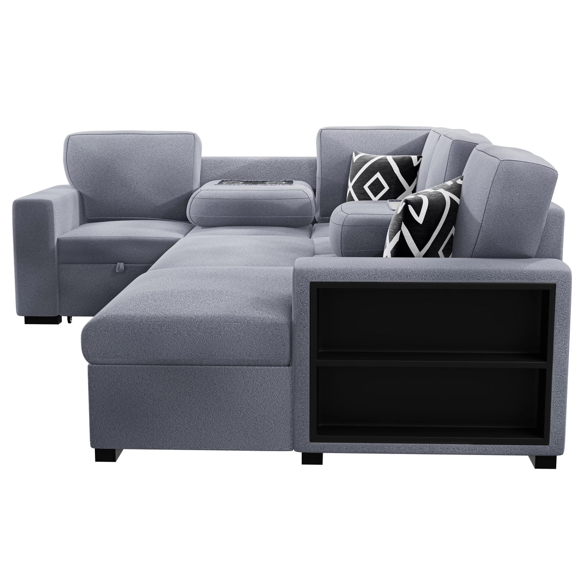 4-Pieces Reversible Convertible Sectional Sofa