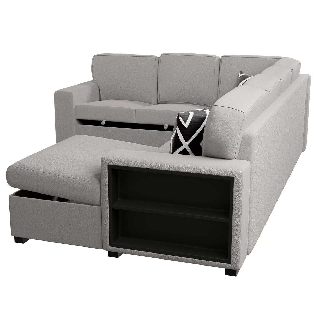 4-Pieces Reversible Convertible Sectional Sofa