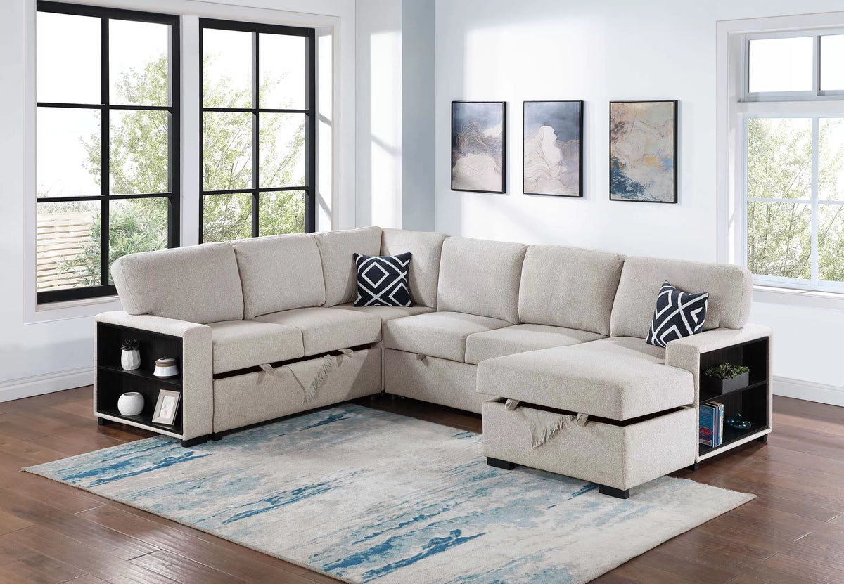 4-Pieces Reversible Convertible Sectional Sofa