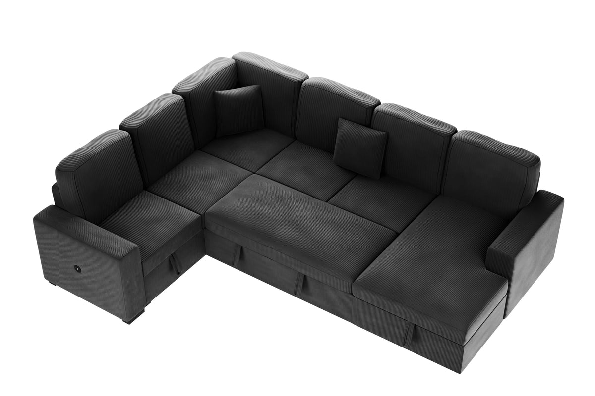 4-Pieces Convertible Sectional Sofa
