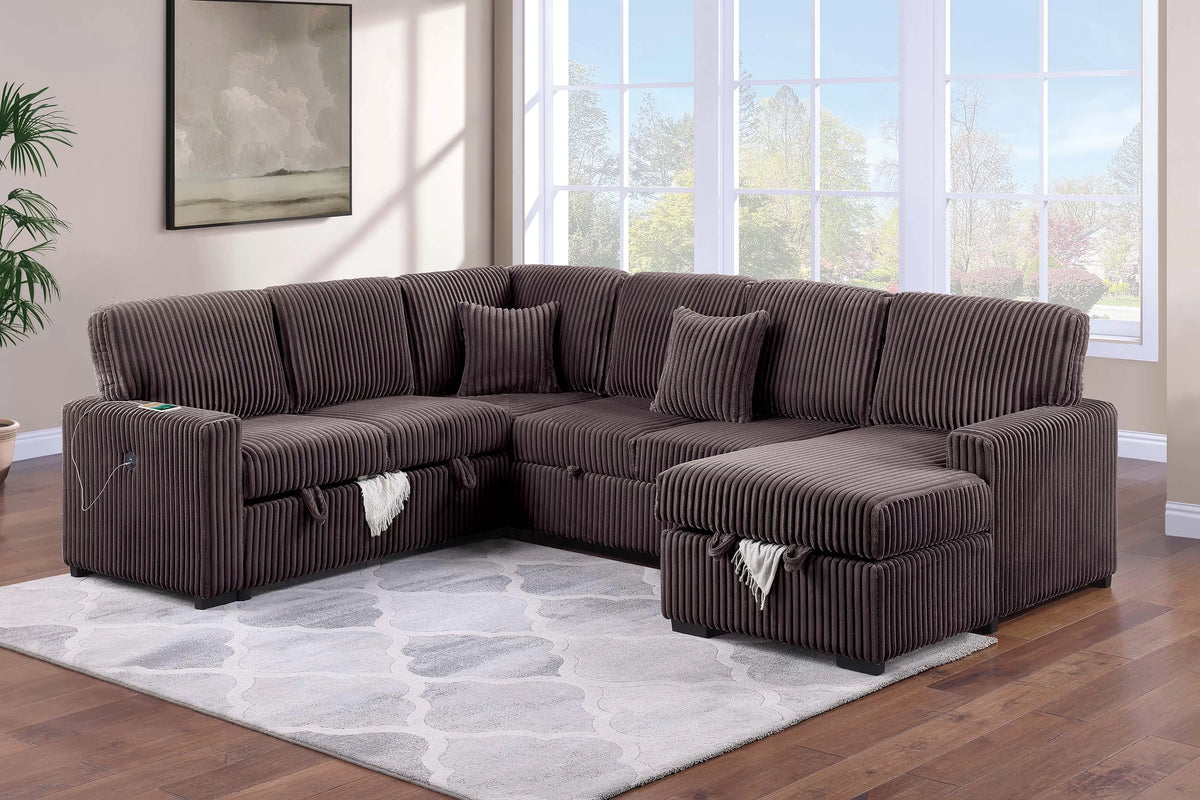 4-Pieces Reversible Convertible Sectional Sofa