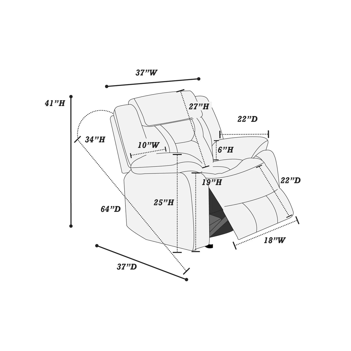 Power Mechanism Single Glider Recliner