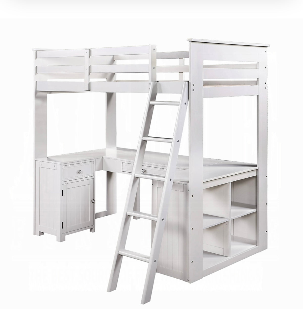 Ambar Twin Loft Bed W/Desk & Bookcase & Chest