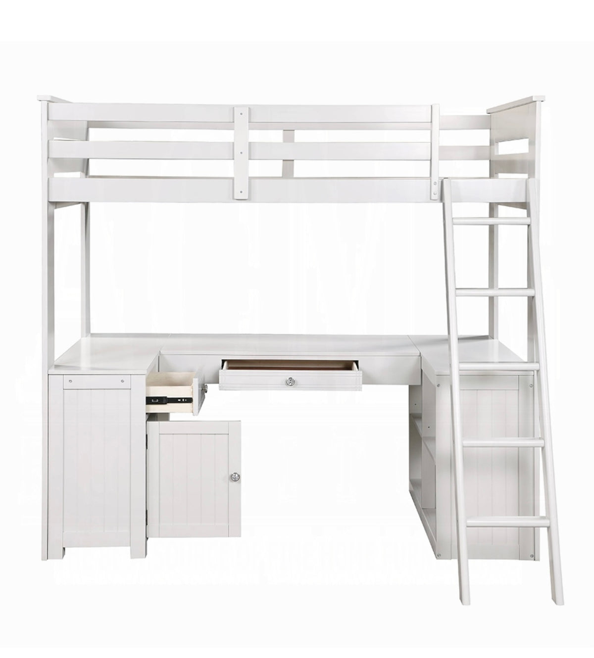 Ambar Twin Loft Bed W/Desk & Bookcase & Chest
