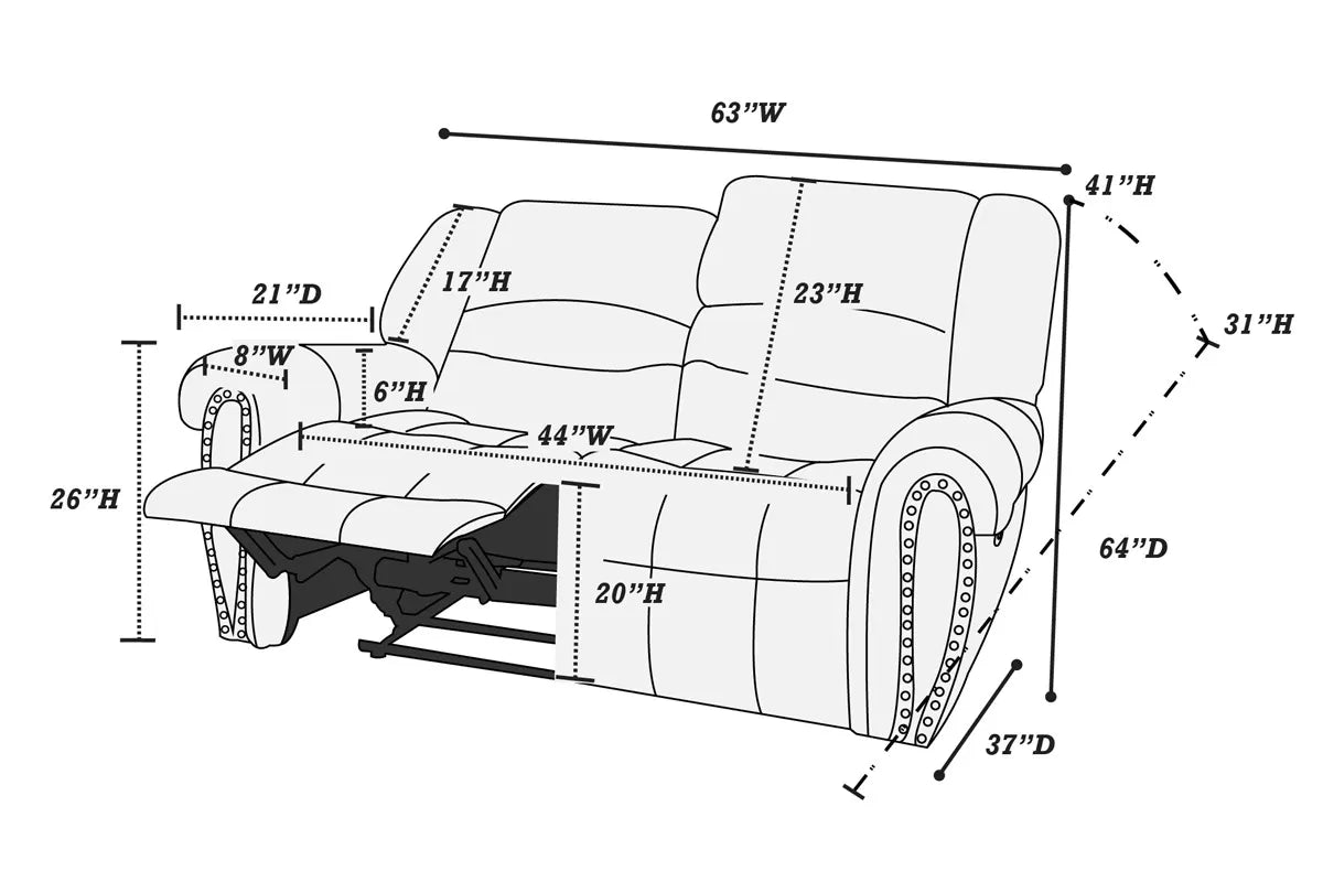 Manual Mechanism Reclining Loveseat