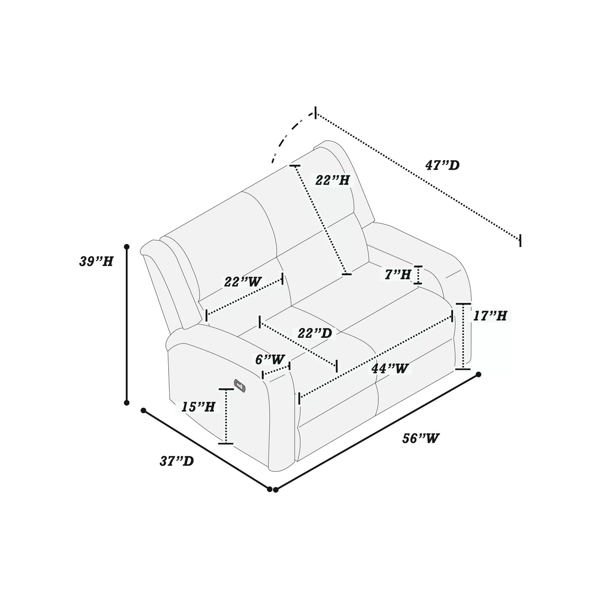 Manual Mechanism Reclining Loveseat