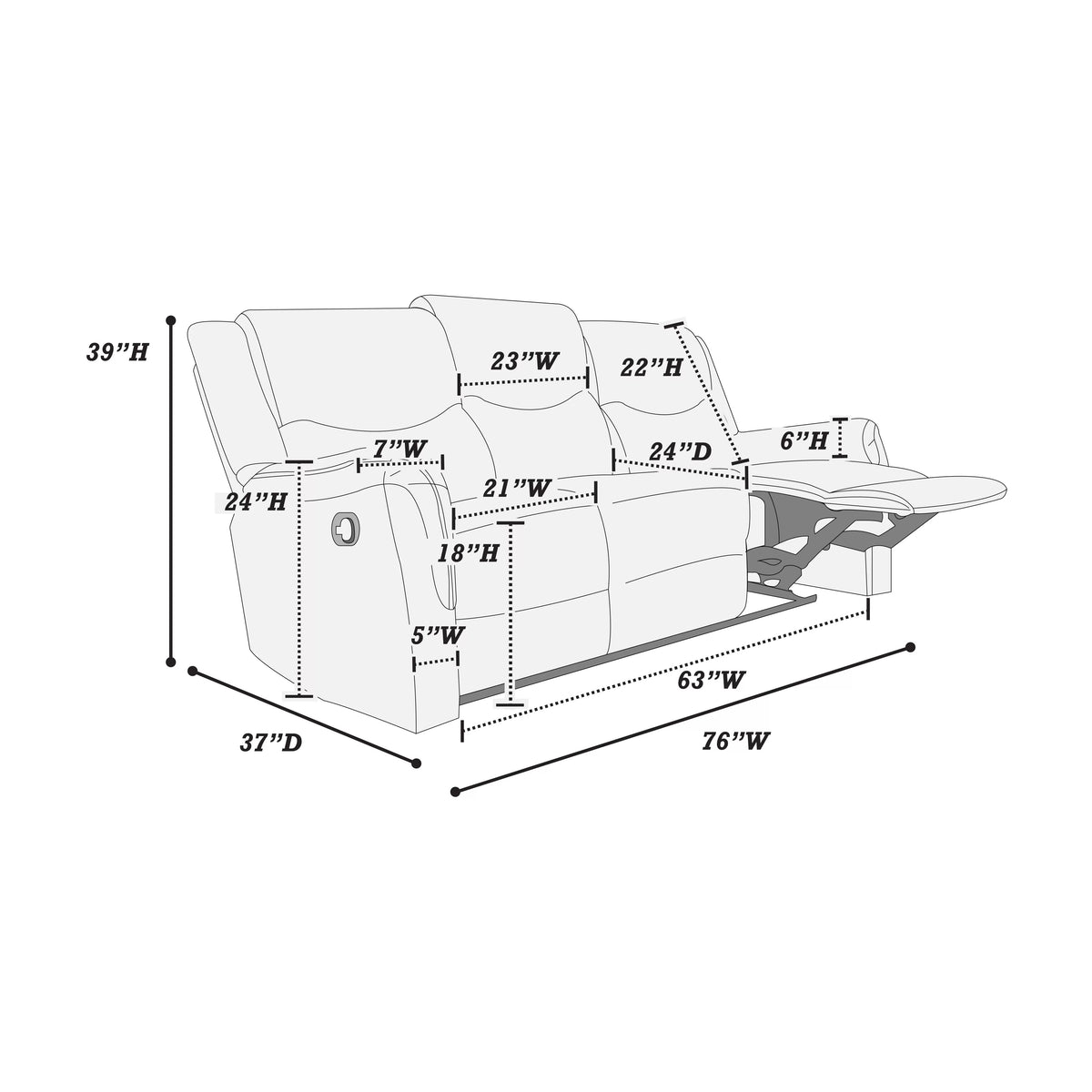 Manual Mechanism Reclining Sofa
