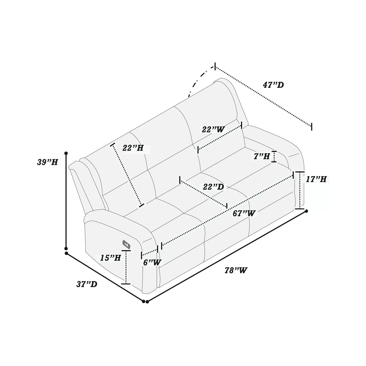 Manual Mechanism Reclining Sofa
